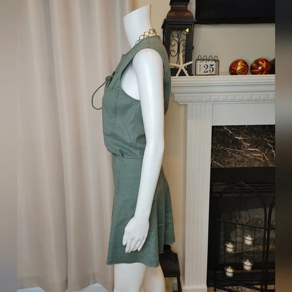 DEREK LAM 10 CROSBY Sleeveless Lace Up Romper in Army 6 - Picture 8 of 11